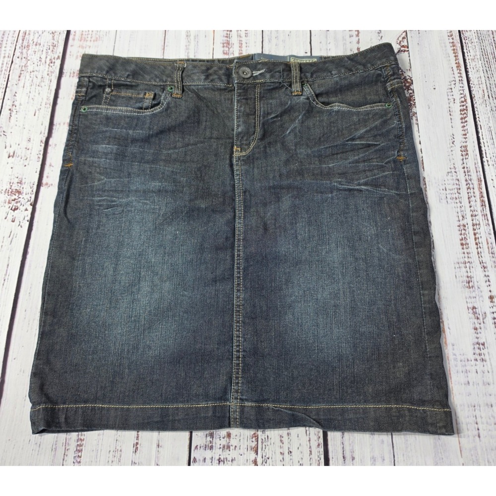 Converse One‎ Star Denim Skirt Womens 12 Blue Excellent Dark Wash Mini Skirt
